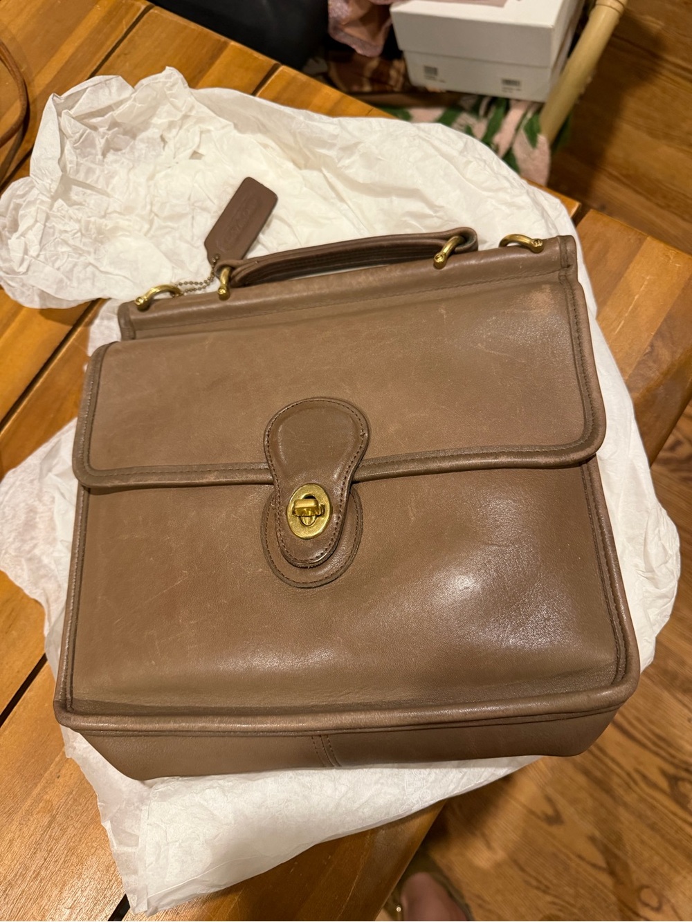 Coach Vintage Taupe Leather Willis Bag #9927